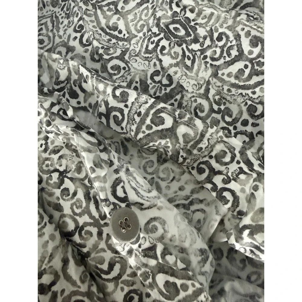IKEA Angsklocka Duvet Cover Full Queen Gray White Paisley Print Boho Cottagecore